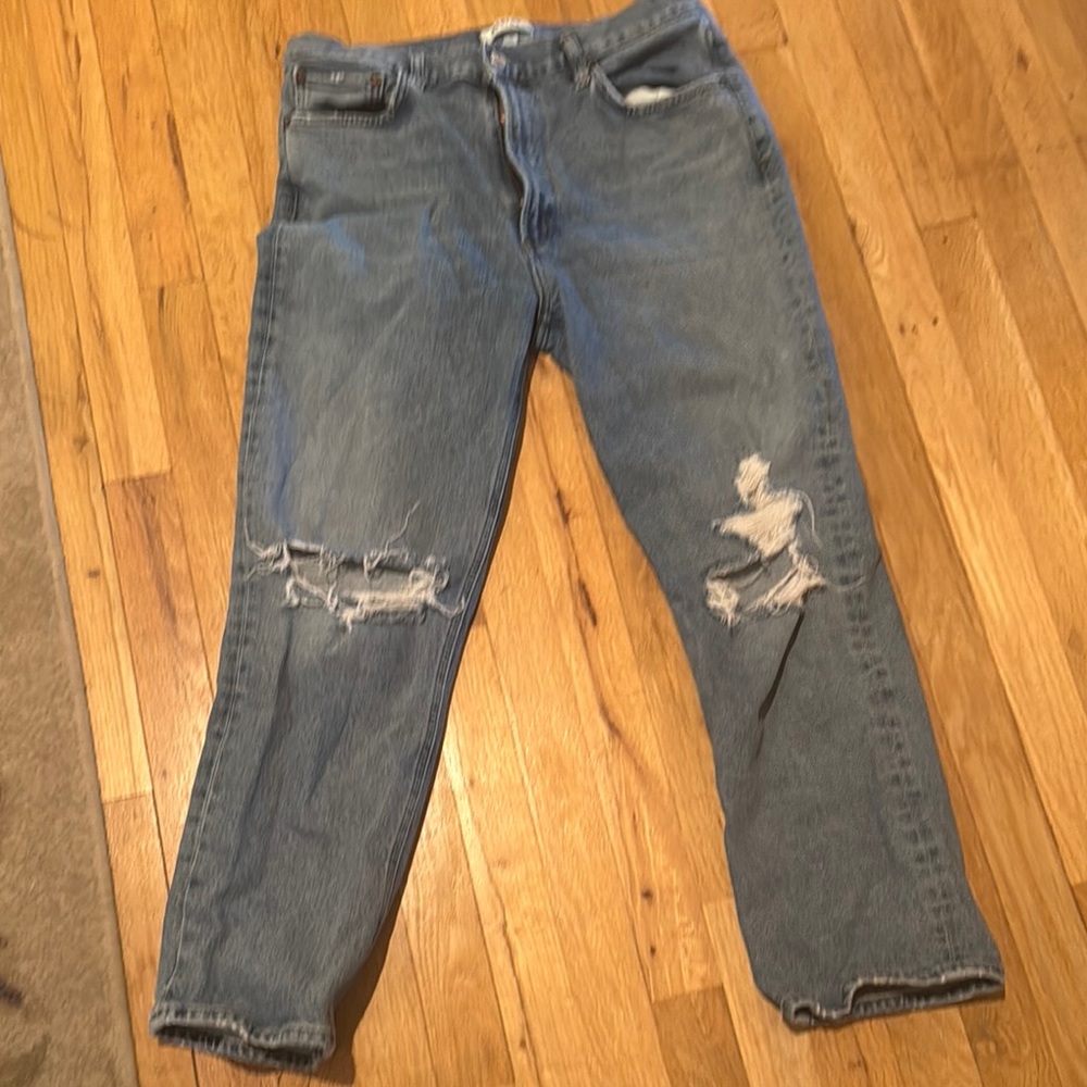 Distressed Blue Jeans